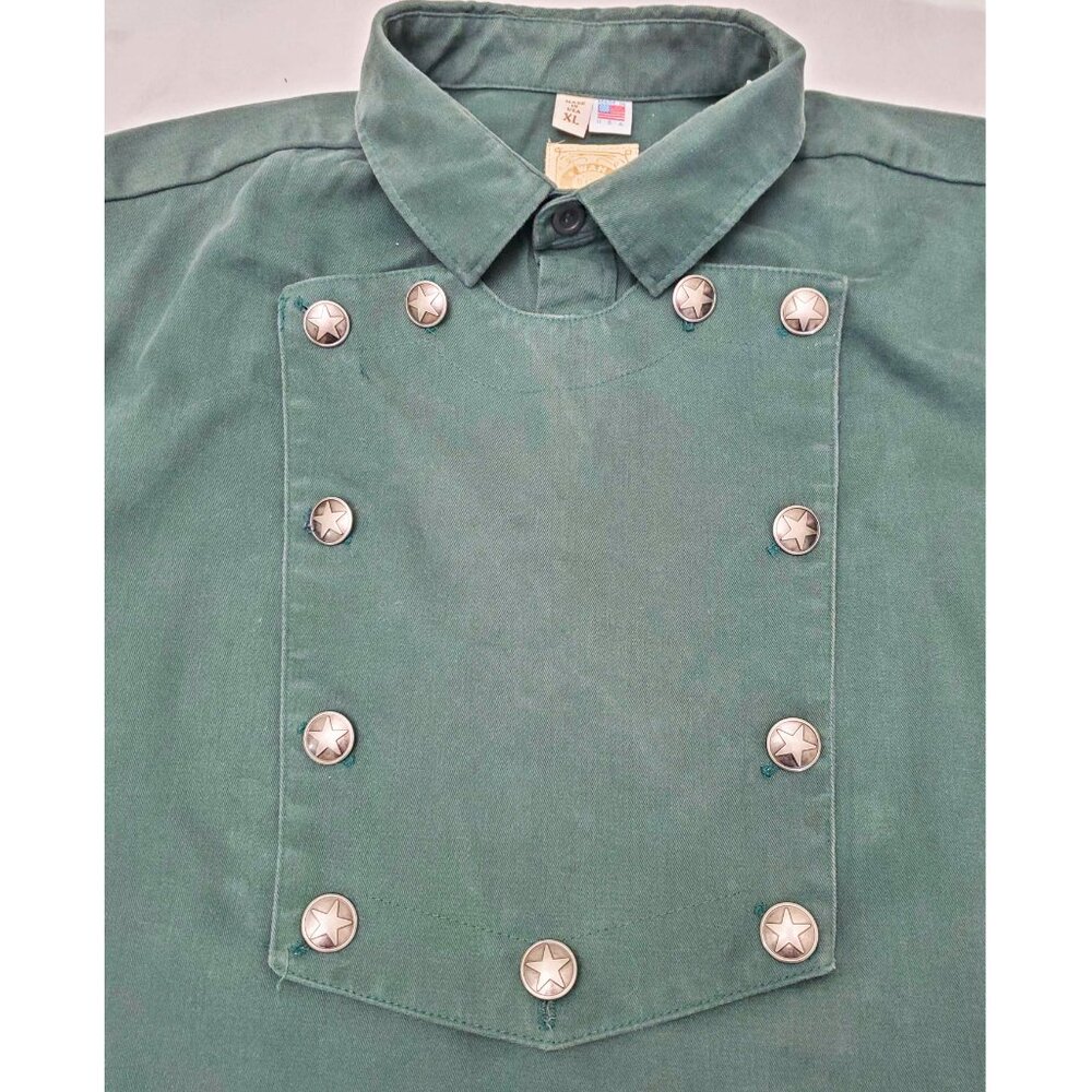 Wah Maker Men's Vintage Green Cavalry Bib Long Sleeve Old West Shirt USA XL - Picture 2 of 9